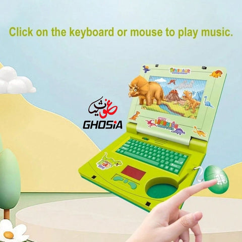 Dinosaur Musical Toy Laptop For Kids With Cheerful Music, Sounds & Lights ( Free Dinosaur Stickers )