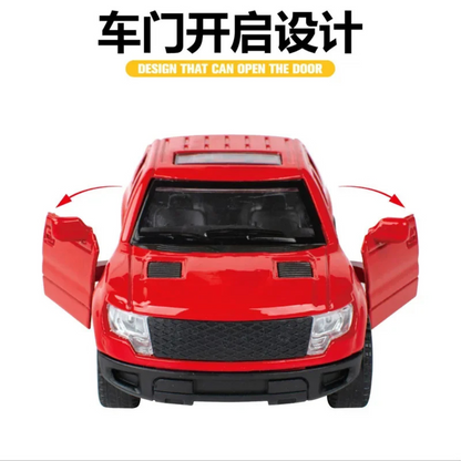 Alloy Die Cast Metal Pickup Off Road Model Toy Simulation Car Sound Light Pull Back Toys Car For Children