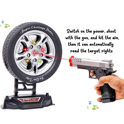 Wheel Shooting Game Laser Target Infrared Gun Toy with Music and Lights, Shooting Game for Kids