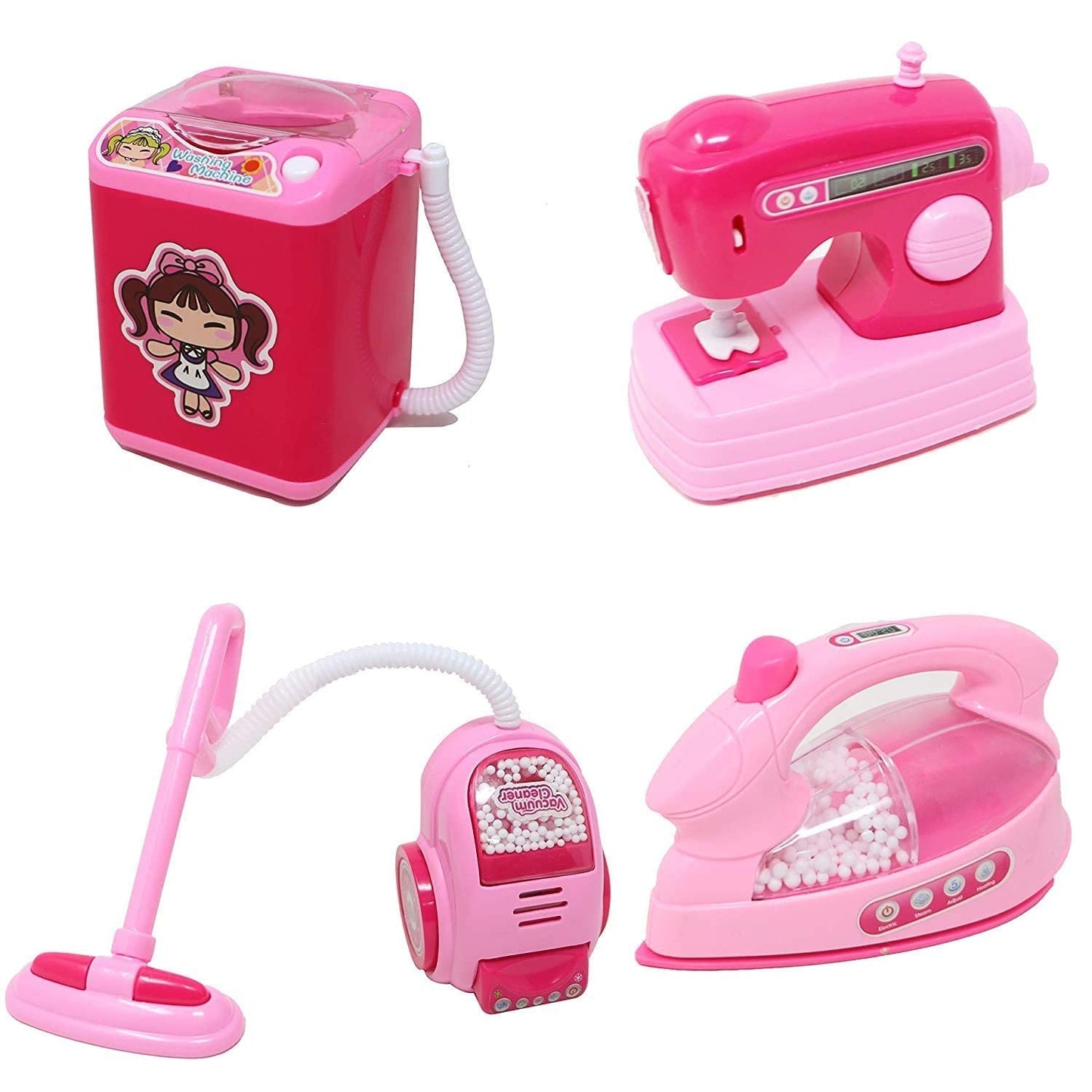 4 in 1 Mini Household Appliances Toys Set for Kids Cute Princess Barbie Theme Dream House Appliances