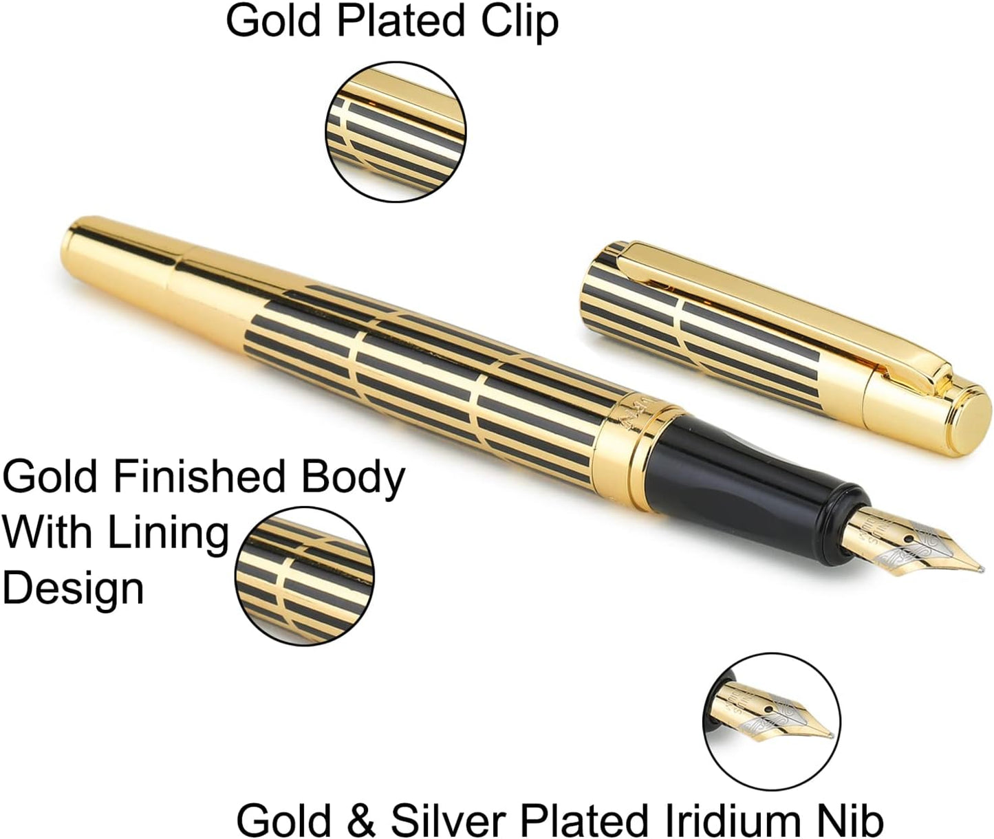 DIKAWEN Metal Branded Fountain Pen Luxury Style Fine Nib Writing Fountain Pen - Ghosia Mall's