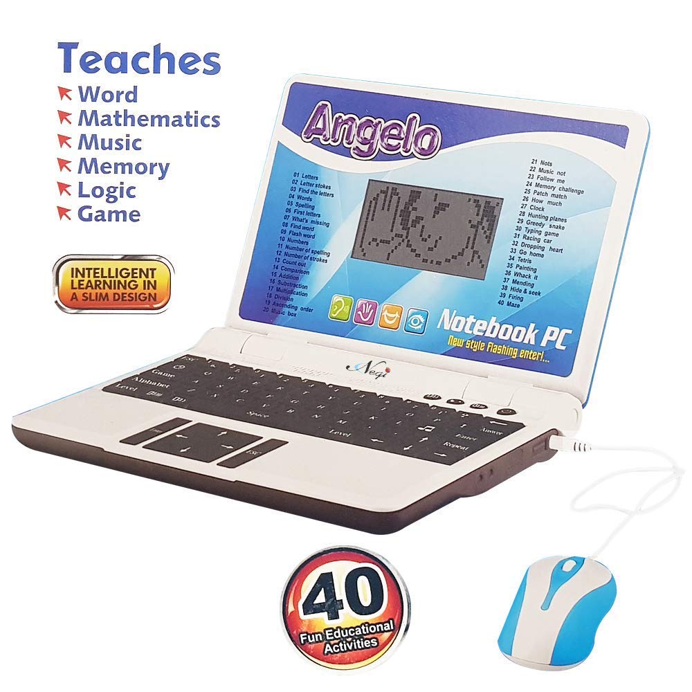 40 Activities English Learner Kids Digital Notebook Educational Laptop with Mouse (40 Activities Laptop)