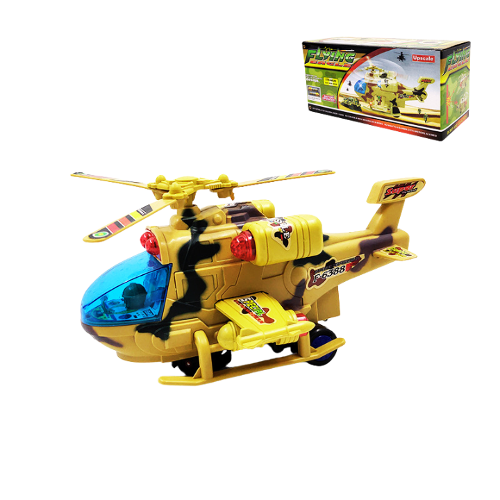 Military Bump and Go Helicopter: Bump & Go Toy Chopper with Lights & Music for Kids