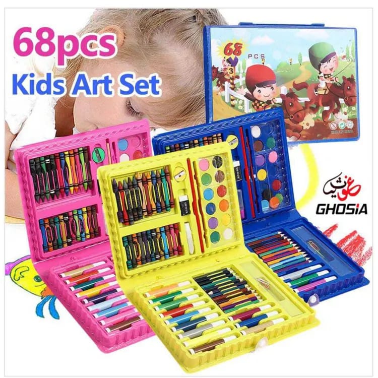 Drawing Art Kit 68 Pcs Arts & Craft Set Oil Pastels, Crayons, Colored Pencils, Paint Brush, Watercolor Cakes, Portable Art Supplies