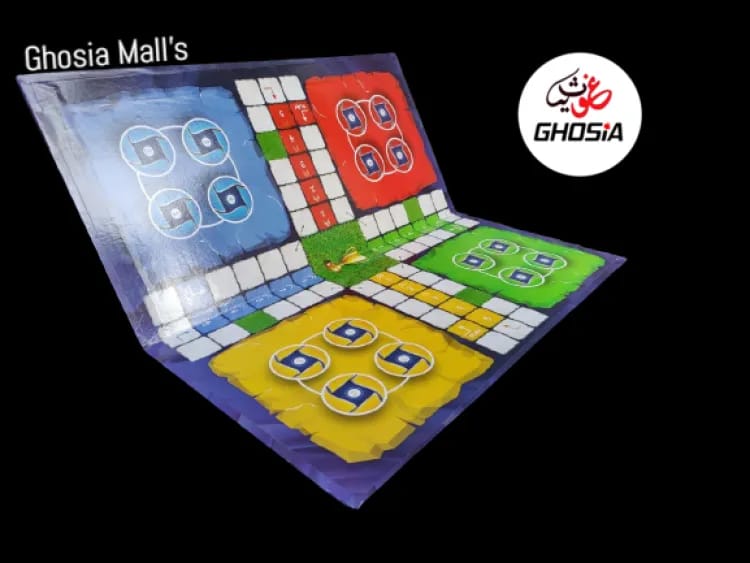 Multicolor Special Ludo for Six Players, 18 x 18 inch Size , Foldable & Two Sided Ludo