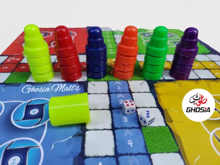 Multicolor Special Ludo for Six Players, 18 x 18 inch Size , Foldable & Two Sided Ludo