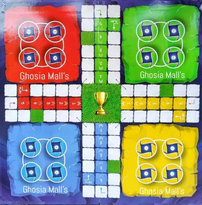 Multicolor Special Ludo for Six Players, 18 x 18 inch Size , Foldable & Two Sided Ludo