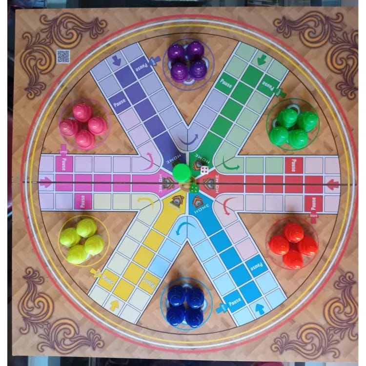 2 Sided Special Wooden Ludo for Six Players - Ghosia Sports - Ghosia Mall's