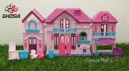 Big Doll House With Furniture For Girls Pink & Purple Color Sweet Happy Family Doll House mini Frozen Doll House For Girls/Kids