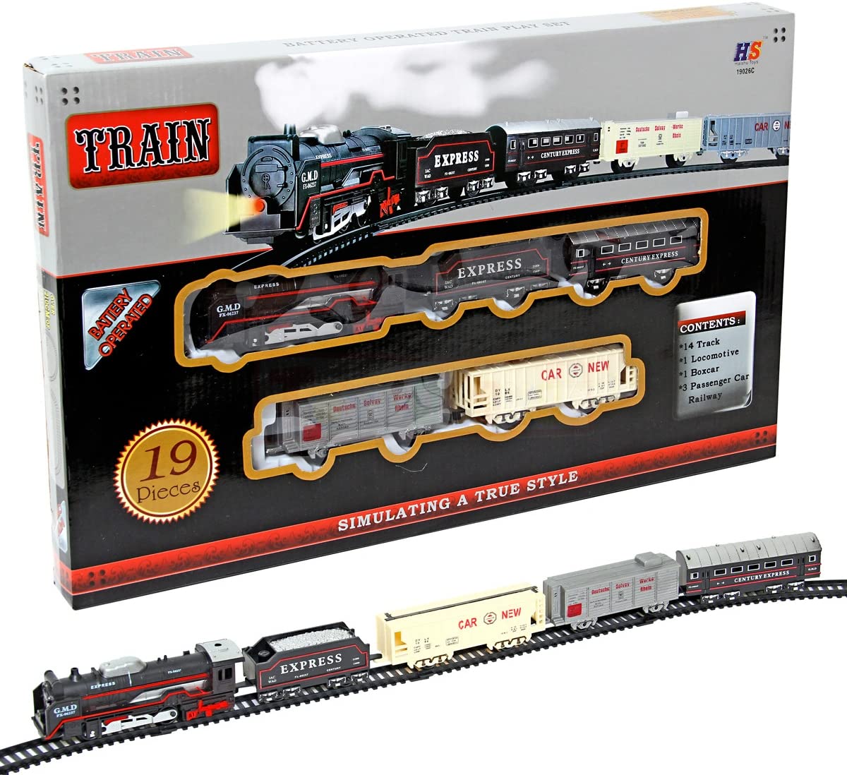 Battery Operated Simulation Electric Train & Train Set with Bright Headlight Wide Track Railway Set