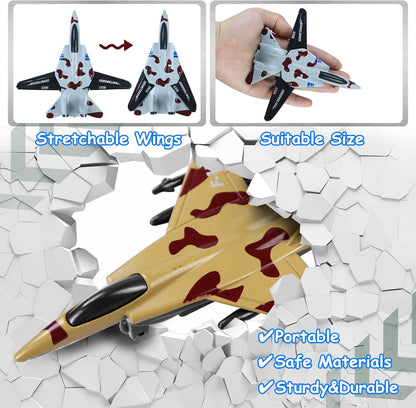 4 Pull-Back Airplanes Set Diecast Fighter Planes Toy for Kids Gift Party favor Collection