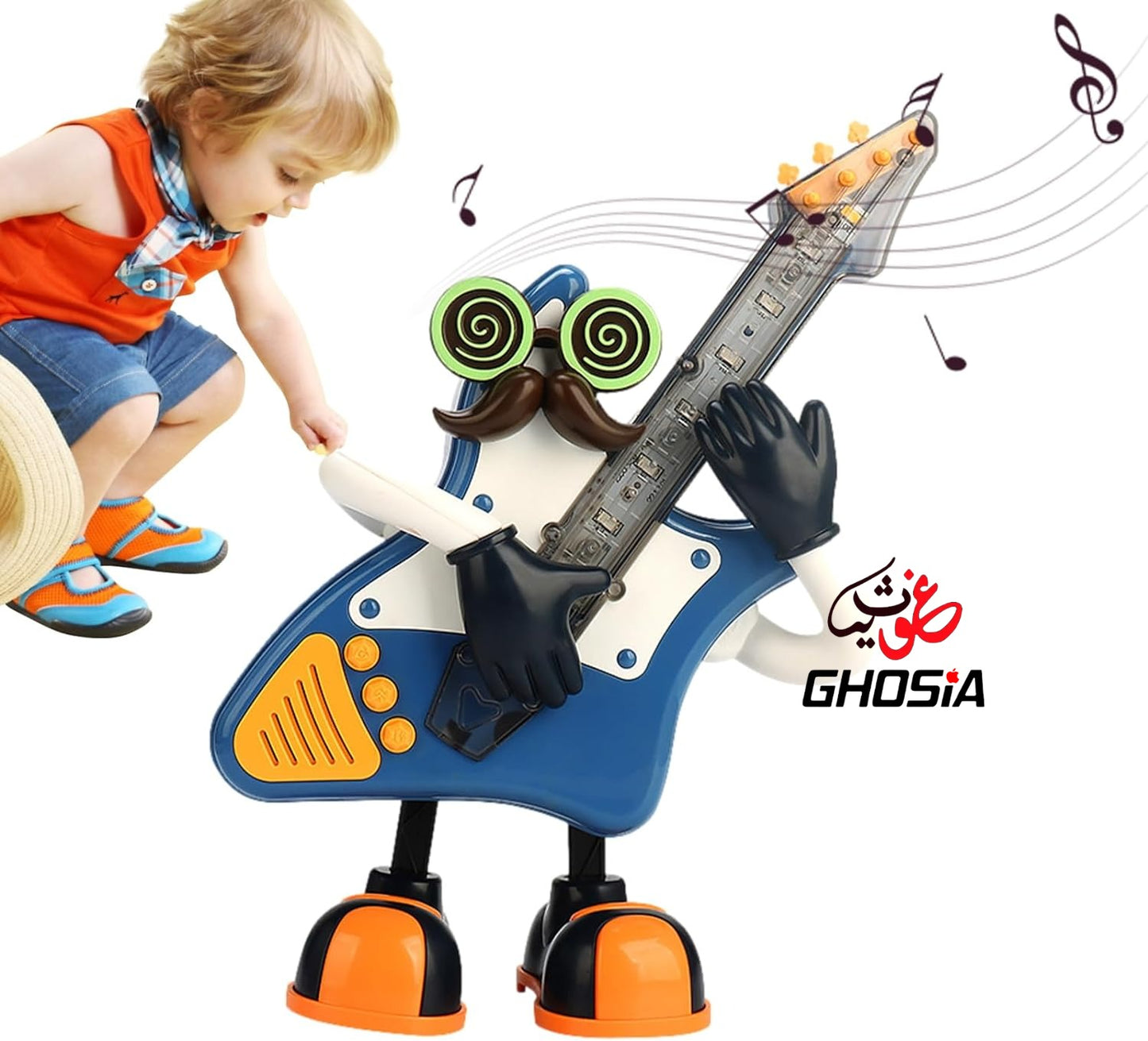 Mr Rock Electric Guitar Music and Lighting Swing Toy, Saxophone Guitar Dance Robot, Boy and Girl Children's Toys Gift