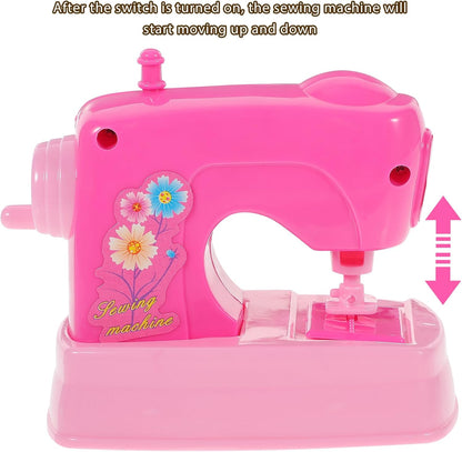 Mini Sewing Machine Toy for Kids Battery Operated Girl Dollhouse Accessories Pretend Play Toys For Girls