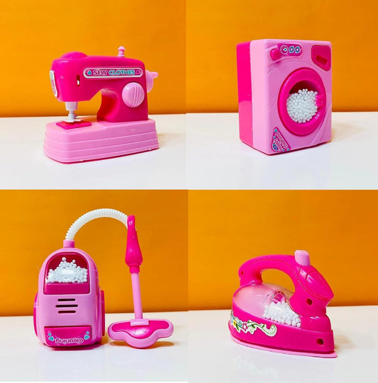 4 in 1 Mini Household Appliances Toys Set for Kids Cute Princess Barbie Theme Dream House Appliances