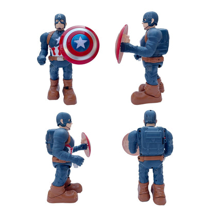 Captain America Superhero Walking Toy | Music,Photo Projection,Led Lights, Flexible Joints | Best Gift for Kids