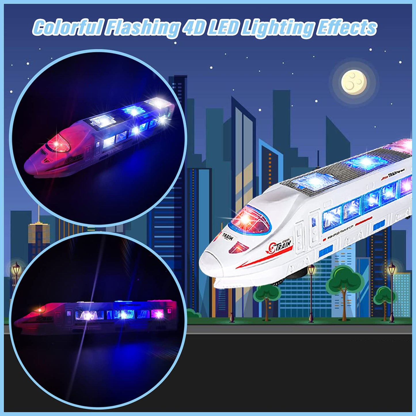 Electric Train Toys with 3D Light & Music, Perfect Christmas Birthday Gifts For Kids Bump & Go Train