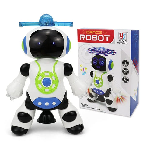 Electronic Space Robot Dancing Dazzling Music Robot Flash LED Light Electric Rotation Walking Robot Toy Toys for Boys Kids Gift