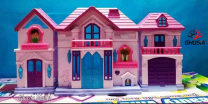 Big Doll House With Furniture For Girls Pink & Purple Color Sweet Happy Family Doll House mini Frozen Doll House For Girls/Kids