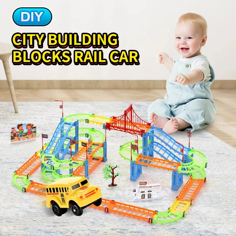 DIY Electric Racing Rail Kids Train Track Model Toy Baby Railway Track Railway Toys Colorful Railway Track For Kids