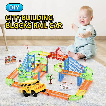 DIY Electric Racing Rail Kids Train Track Model Toy Baby Railway Track Railway Toys Colorful Railway Track For Kids