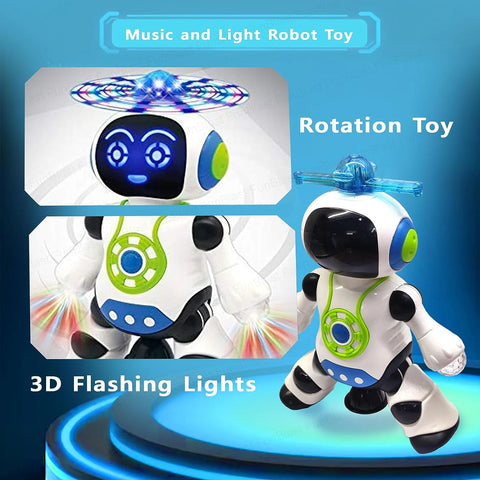 Electronic Space Robot Dancing Dazzling Music Robot Flash LED Light Electric Rotation Walking Robot Toy Toys for Boys Kids Gift