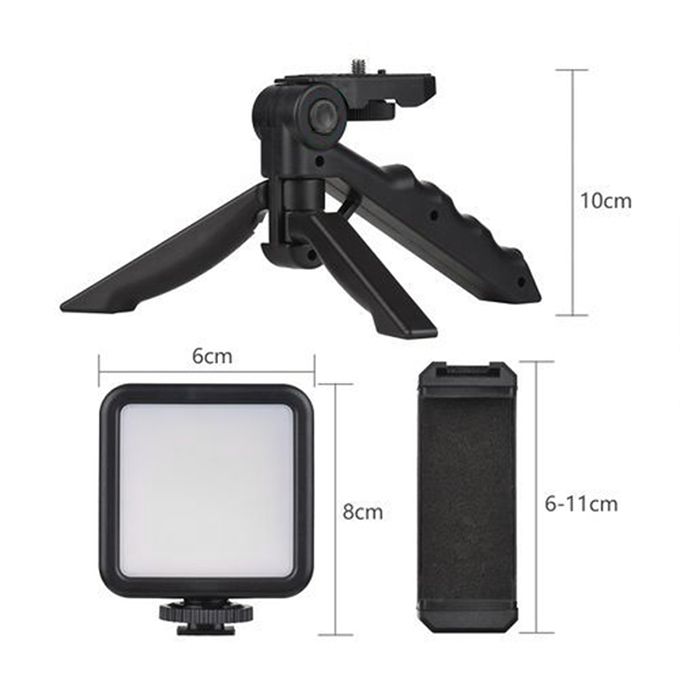 Video-Making Kit With Microphone/Tripod/Spotlight/Universal Mobile Holder/Remote Controller Shutter For Video Making, Selfies, Live Broadcast, Recording - 2449