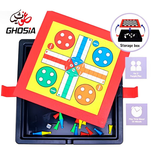 2 in 1 Storage Portable Ludo Game Ludo Play Set for Kid Simulation Magnetic Ludo Game Set with Magnetic Goti - Ghosia Mall's