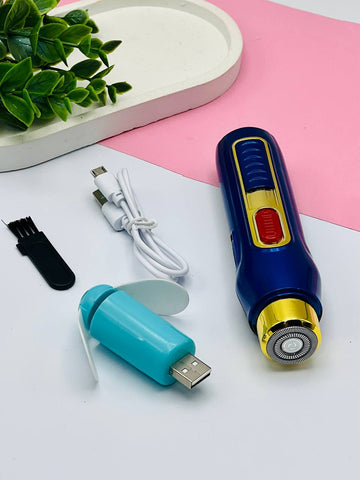 5 In 1 USB Pocket Mini Shaver, Razor Ignition Lighter LED Torch Light, Power Bank With Mini Fan