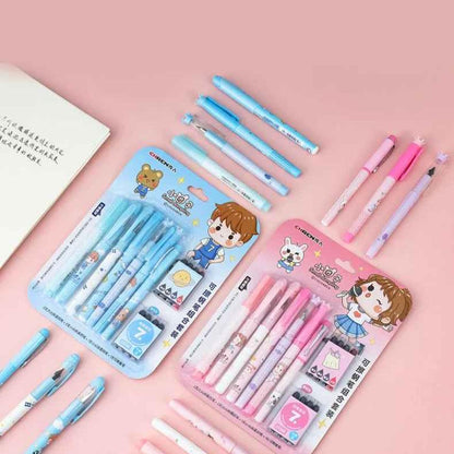 Soft Theme Ink Pen For Girls And For Boys Fountain Pen Set With Erasable Ink Cartridges Gift For Kids For Boys &Girls - Ghosia Mall's