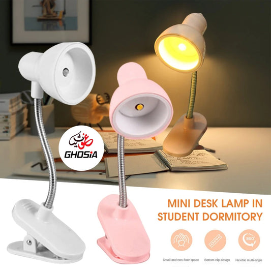 Adjustable Portable Mini Clip Base Small Book Lamp / Battery powered LED Energy Saving Table Light / Home Bedroom student Eye Protection Reading Desk Lamp