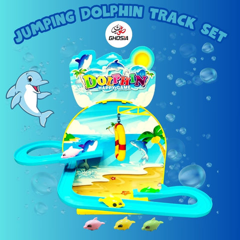 Playful Jumping Dolphin Playset Magnetic Fish DIY Roller Coaster Track Set with Cheerful Music & Colorful Fish Great Toy for Toddlers & Kids