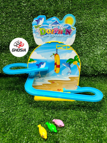 Playful Jumping Dolphin Playset Magnetic Fish DIY Roller Coaster Track Set with Cheerful Music & Colorful Fish Great Toy for Toddlers & Kids