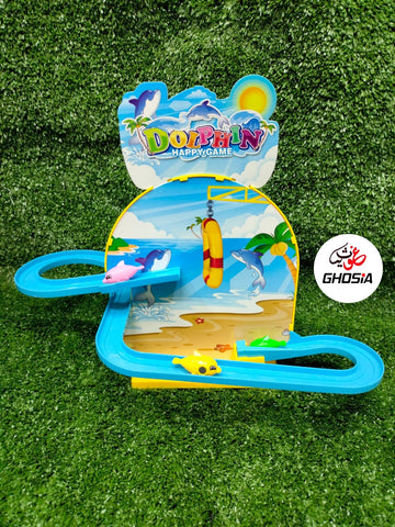 Playful Jumping Dolphin Playset Magnetic Fish DIY Roller Coaster Track Set with Cheerful Music & Colorful Fish Great Toy for Toddlers & Kids