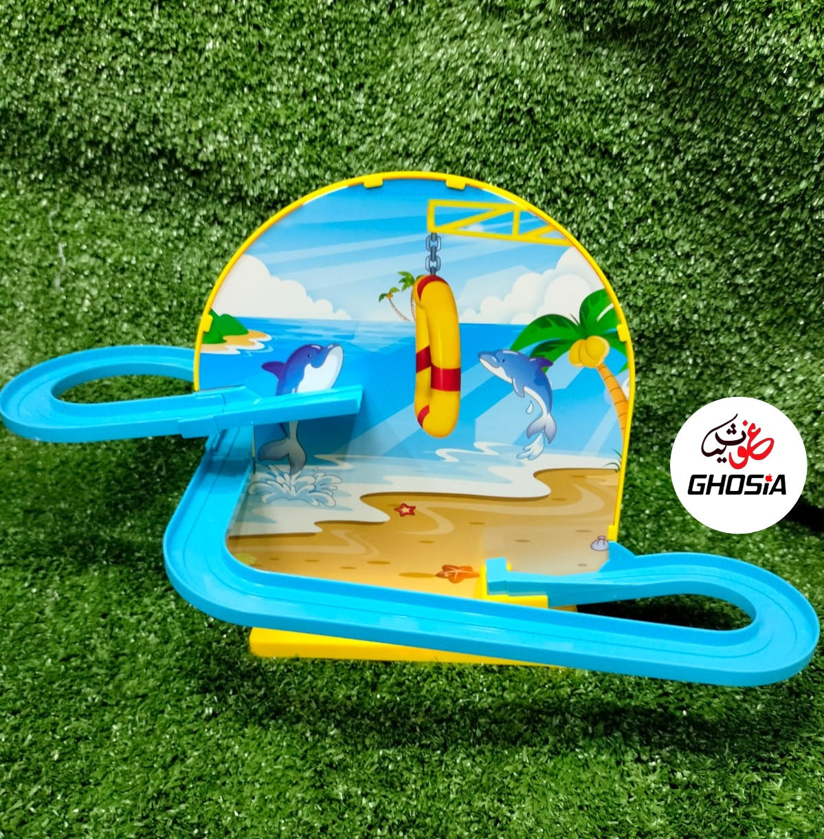 Playful Jumping Dolphin Playset Magnetic Fish DIY Roller Coaster Track Set with Cheerful Music & Colorful Fish Great Toy for Toddlers & Kids