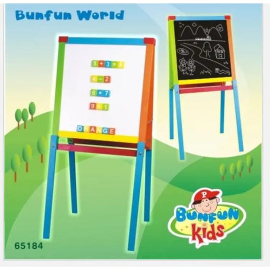 2 Sided Foldable Education White & Black Board for Kids Size (35 x 20) inch with Free Chalk, Duster & Marker - Ghosia Mall's