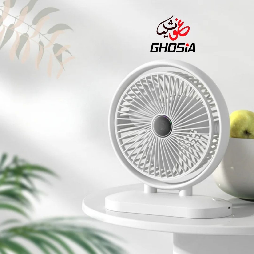 Portable Fan 180° Rotation Rechargeable Fan Multifunction 3 Speed Adjustment USB Charging 3 Blade Table Fan. 4706