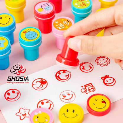 Emoji Stamp Smiley Face Self Inking Stamps for Arts and Crafts Silly Face 10 Pcs Stamp For Kids