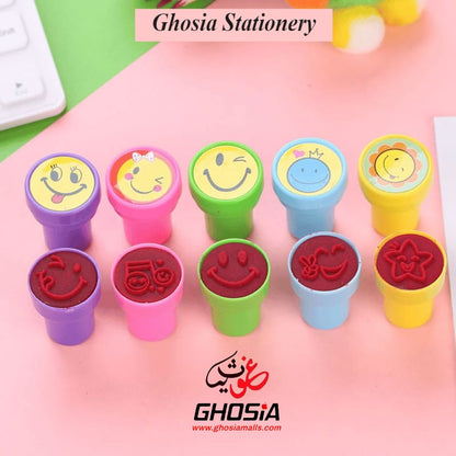 Emoji Stamp Smiley Face Self Inking Stamps for Arts and Crafts Silly Face 10 Pcs Stamp For Kids