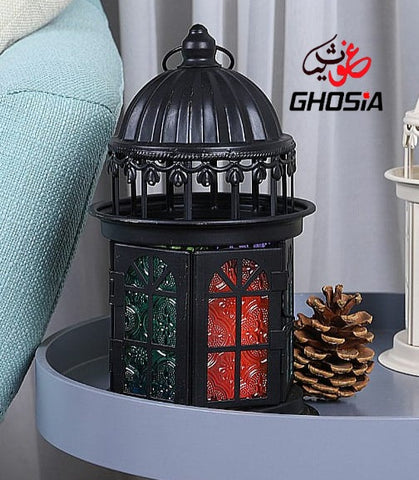 European Style Retro Candle Lamp Lantern Candle Holder Windowsill Candles Holder Room Decor Colorful Glass Candle Holder Pendant Lamp Decoration Ornament