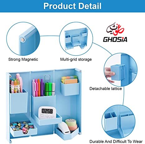 Colorful Foldable Desk/Table Top Stationery & Makeup Organizer Smart Magnetic Folding Organizer For Storage-Multi Grid Organizer ( AVAILABLE IN 3 BEAUTIFUL COLORS ) - Ghosia Mall's