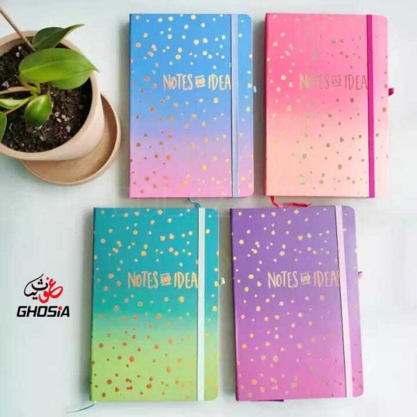 Notes & Ideas Colorful Gold Foil Details Hard Cover Travel Journal Big Size Notebook