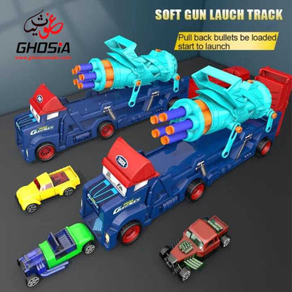 Action Toy Truck Gatlin Toy Gun 2 in 1  Truck Children's Action Toys With Soft Foam Dart Shooting Game Car Ejection Great Action Truck For Kids