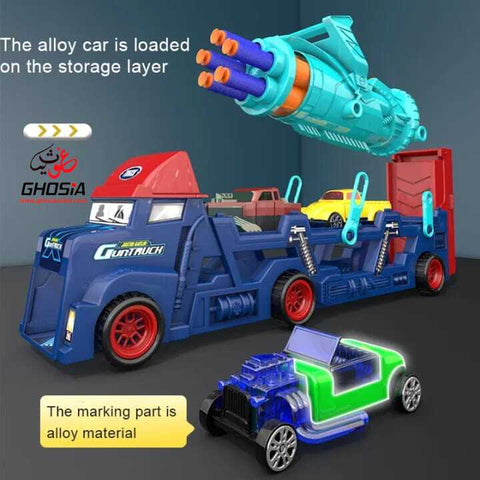 Action Toy Truck Gatlin Toy Gun 2 in 1  Truck Children's Action Toys With Soft Foam Dart Shooting Game Car Ejection Great Action Truck For Kids