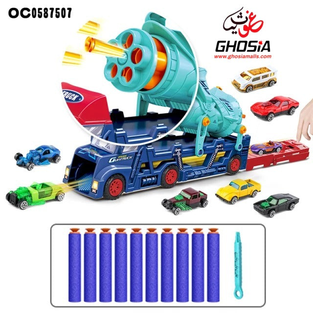 Action Toy Truck Gatlin Toy Gun 2 in 1  Truck Children's Action Toys With Soft Foam Dart Shooting Game Car Ejection Great Action Truck For Kids