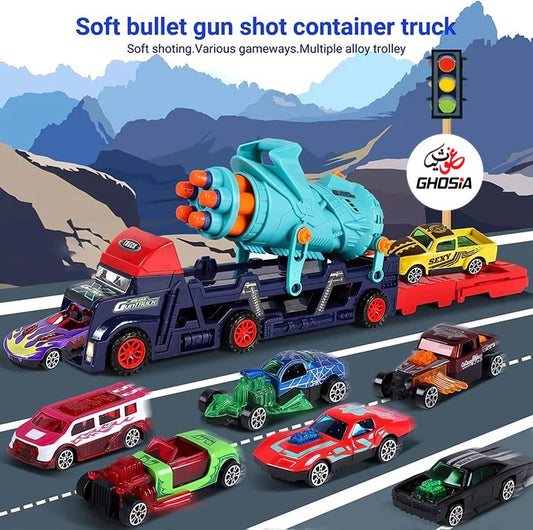 Action Toy Truck Gatlin Toy Gun 2 in 1  Truck Children's Action Toys With Soft Foam Dart Shooting Game Car Ejection Great Action Truck For Kids