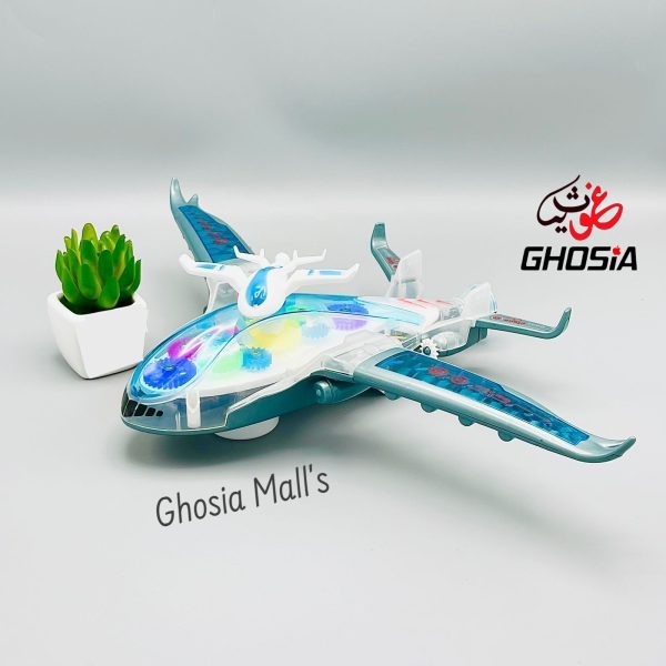 Battery Operated Gear Plane with Lights and Sound Kids Fun Toy Bump & Go Airplane With Colorful Dazzling Lights & Music - Ghosia Mall's