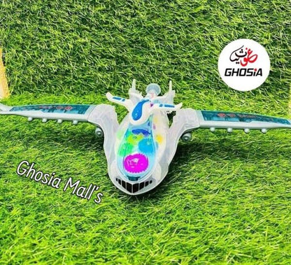 Battery Operated Gear Plane with Lights and Sound Kids Fun Toy Bump & Go Airplane With Colorful Dazzling Lights & Music - Ghosia Mall's