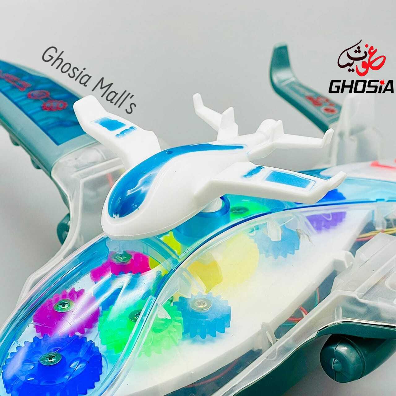 Battery Operated Gear Plane with Lights and Sound Kids Fun Toy Bump & Go Airplane With Colorful Dazzling Lights & Music - Ghosia Mall's