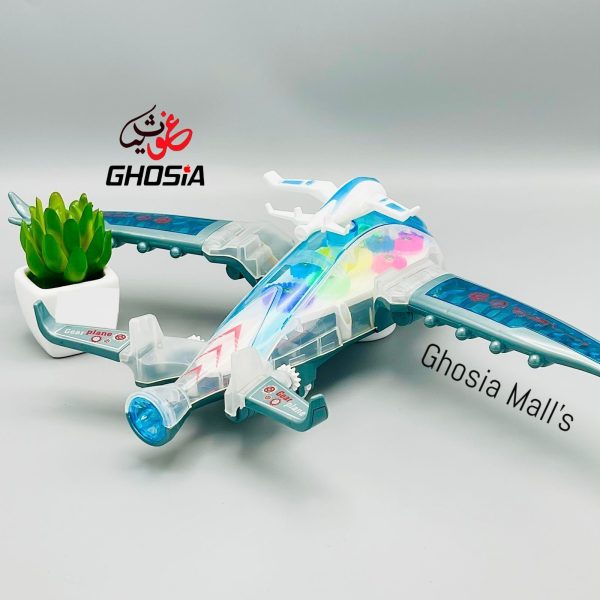 Battery Operated Gear Plane with Lights and Sound Kids Fun Toy Bump & Go Airplane With Colorful Dazzling Lights & Music - Ghosia Mall's