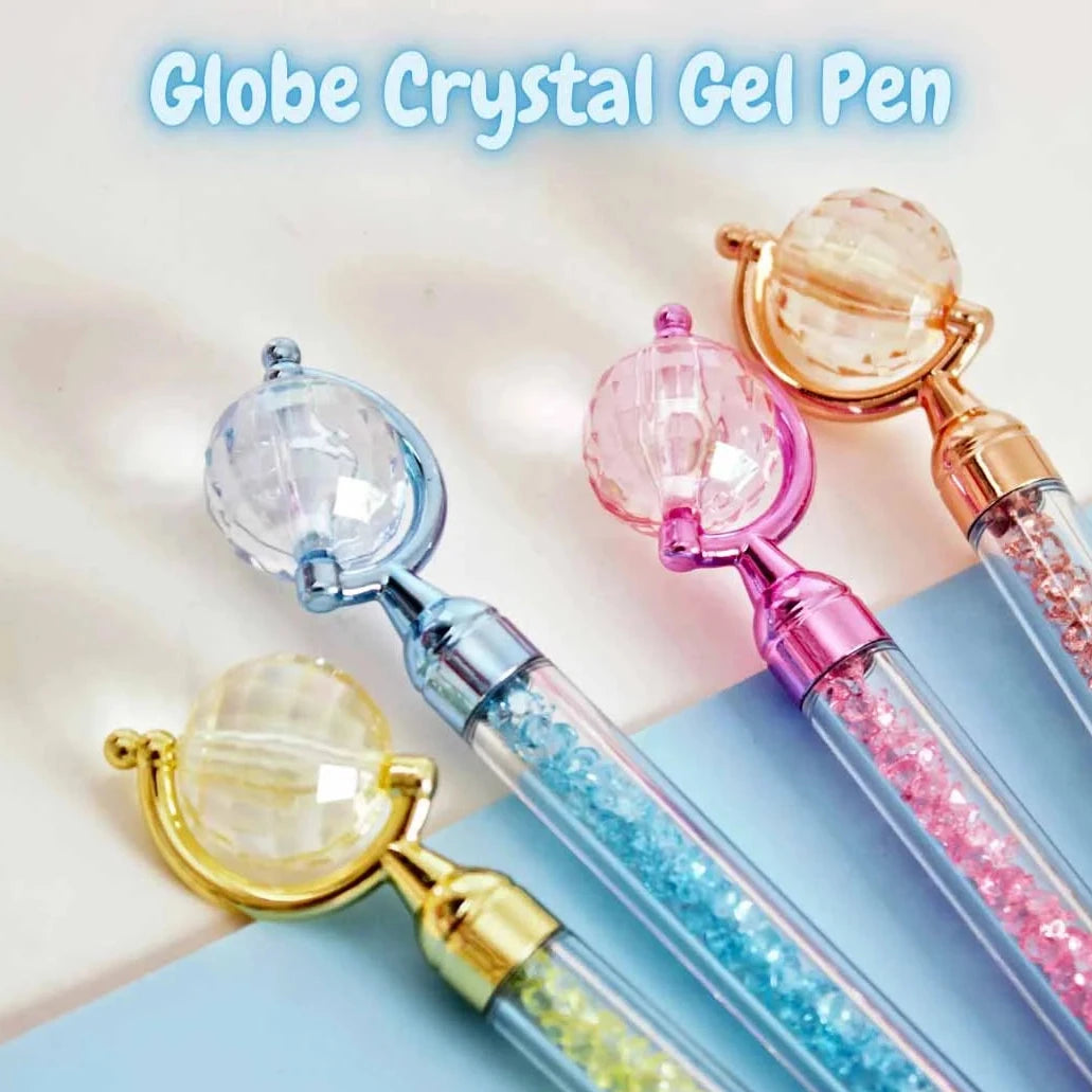 Fancy Novelty Globe Pen, Crystal Globe Glitter Topper Pen, Sleek Design Crystal Quicksand Rhinestone Pen